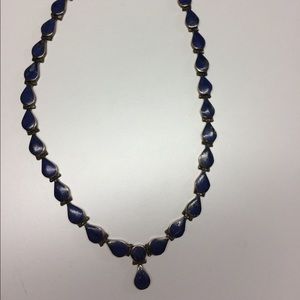 Vintage Lapis Lazuli Silver Necklace 950 Stamp